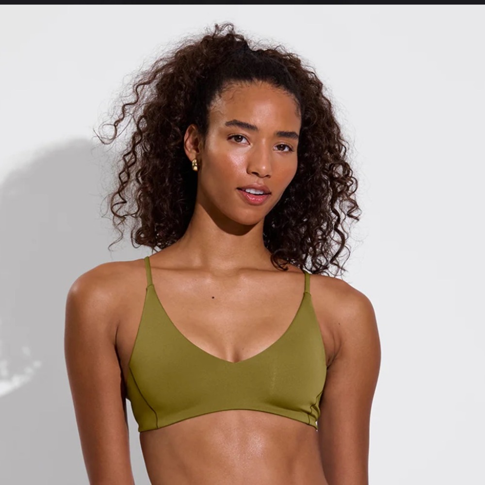 Left On Friday Olive Green Scoop Bikini Top
